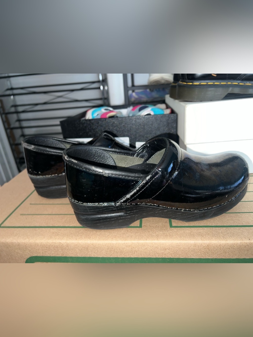 Dansko Black Patent Leather Clogs